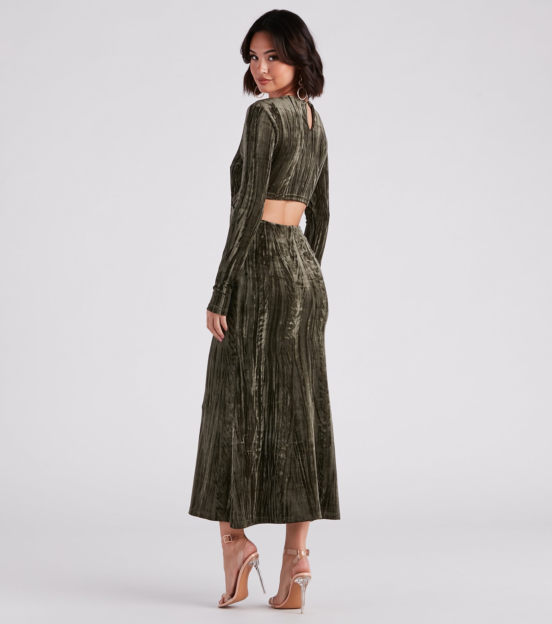 Formal Velvet Cutout Midi Dress