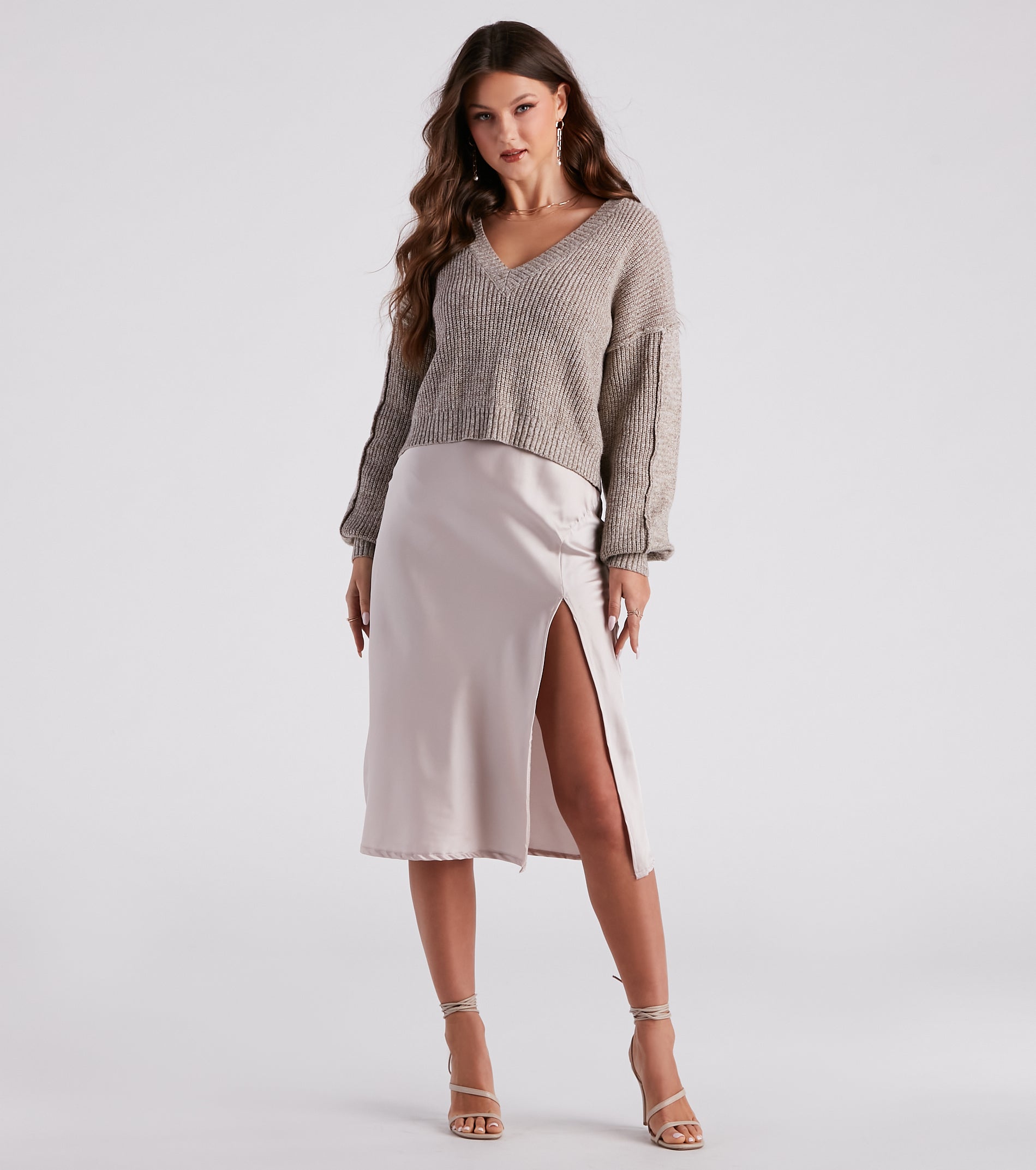 In Satin Slip Midi Dress