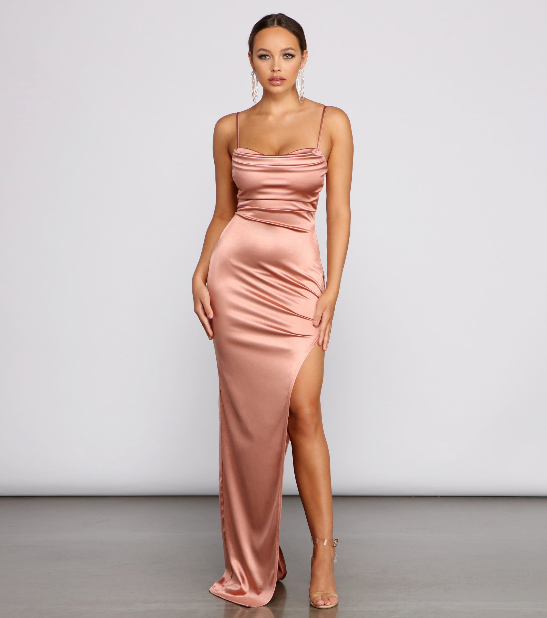 High Slit Satin Dress